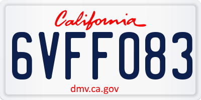 CA license plate 6VFF083