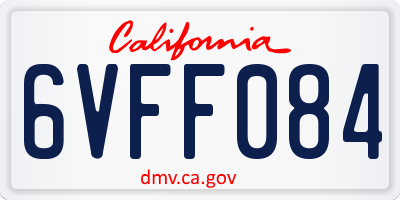 CA license plate 6VFF084