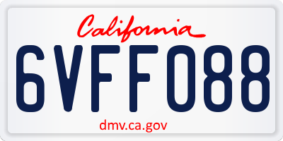 CA license plate 6VFF088