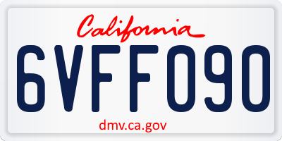 CA license plate 6VFF090
