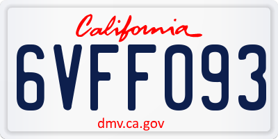 CA license plate 6VFF093