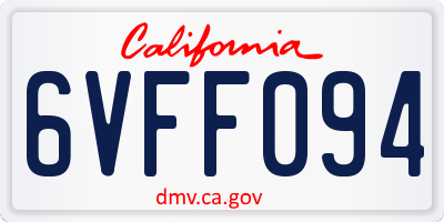 CA license plate 6VFF094