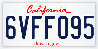 CA license plate 6VFF095