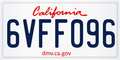 CA license plate 6VFF096