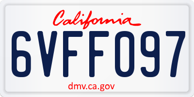 CA license plate 6VFF097
