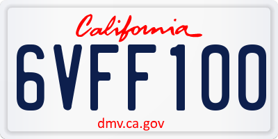 CA license plate 6VFF100