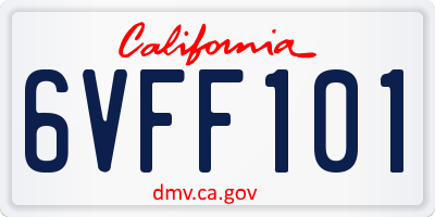 CA license plate 6VFF101