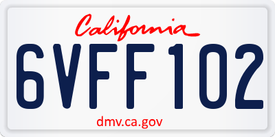 CA license plate 6VFF102