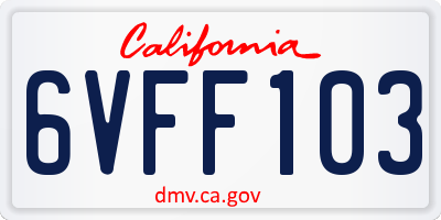 CA license plate 6VFF103