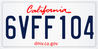 CA license plate 6VFF104