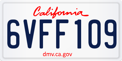 CA license plate 6VFF109