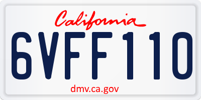 CA license plate 6VFF110
