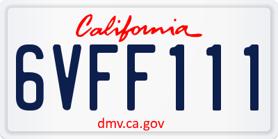 CA license plate 6VFF111
