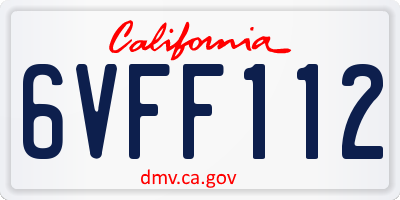 CA license plate 6VFF112