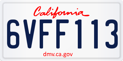CA license plate 6VFF113