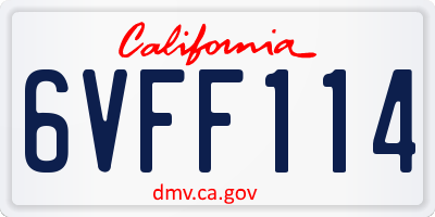 CA license plate 6VFF114