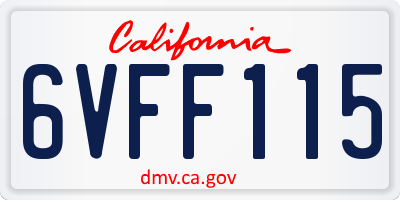 CA license plate 6VFF115