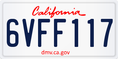 CA license plate 6VFF117