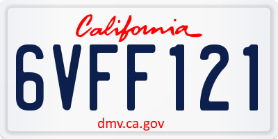 CA license plate 6VFF121