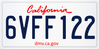 CA license plate 6VFF122