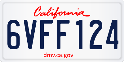 CA license plate 6VFF124