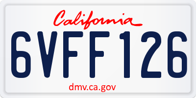 CA license plate 6VFF126