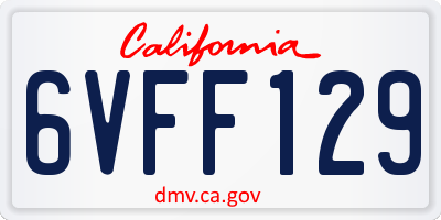 CA license plate 6VFF129