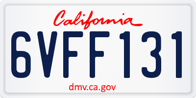 CA license plate 6VFF131
