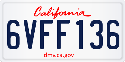 CA license plate 6VFF136