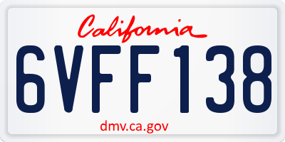 CA license plate 6VFF138
