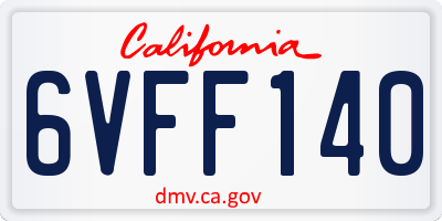 CA license plate 6VFF140
