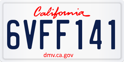 CA license plate 6VFF141