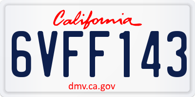 CA license plate 6VFF143