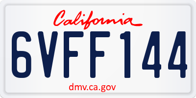 CA license plate 6VFF144
