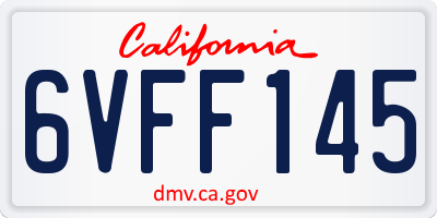 CA license plate 6VFF145