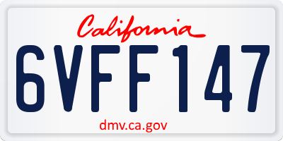 CA license plate 6VFF147