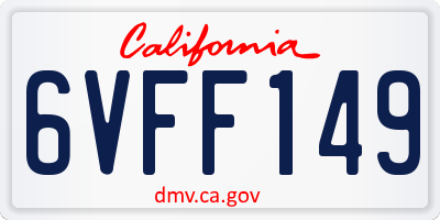 CA license plate 6VFF149