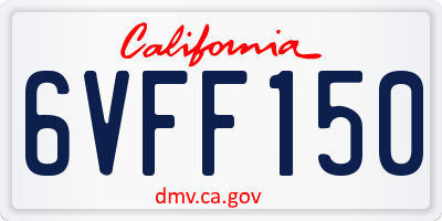 CA license plate 6VFF150