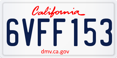 CA license plate 6VFF153