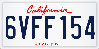 CA license plate 6VFF154