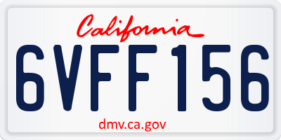 CA license plate 6VFF156