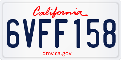 CA license plate 6VFF158