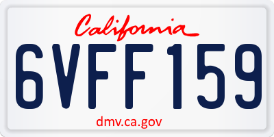 CA license plate 6VFF159