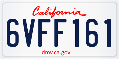 CA license plate 6VFF161