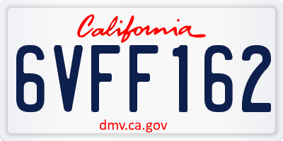 CA license plate 6VFF162