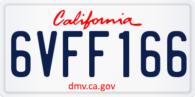 CA license plate 6VFF166