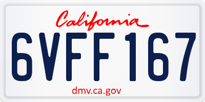 CA license plate 6VFF167