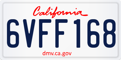 CA license plate 6VFF168