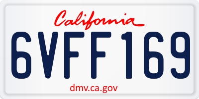 CA license plate 6VFF169