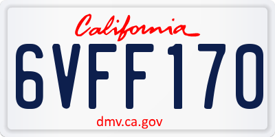 CA license plate 6VFF170